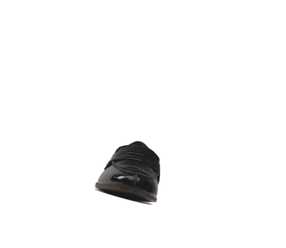 Loafers Clarks Hamble Charol Cuero Mujer Negras | BSQR-53794