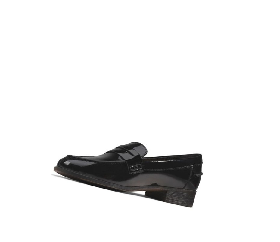 Loafers Clarks Hamble Charol Cuero Mujer Negras | BSQR-53794