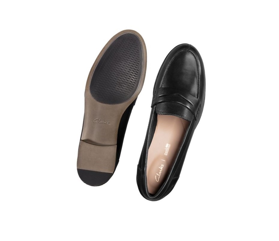 Loafers Clarks Hamble Cuero Mujer Negras | JPWY-23094