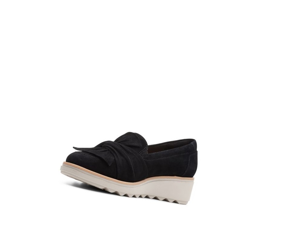 Loafers Clarks Sharon Dasher Gamuza Anchos Fit Mujer Negras | QOYM-38967