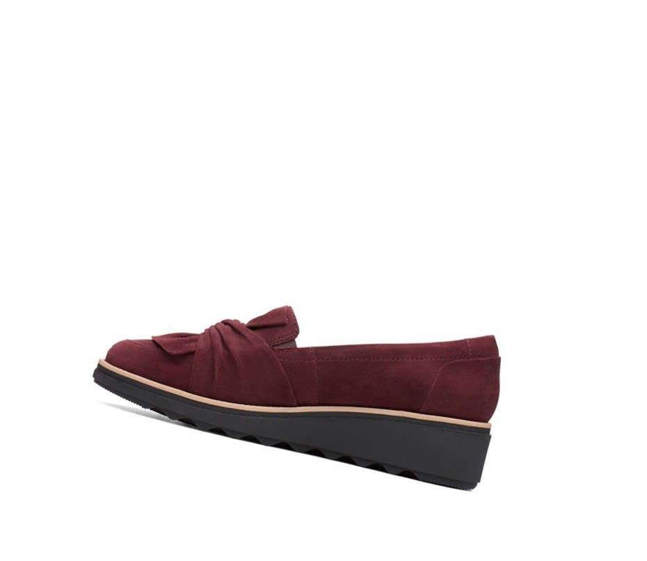 Loafers Clarks Sharon Dasher Gamuza Anchos Fit Mujer Burdeos | YARZ-69230