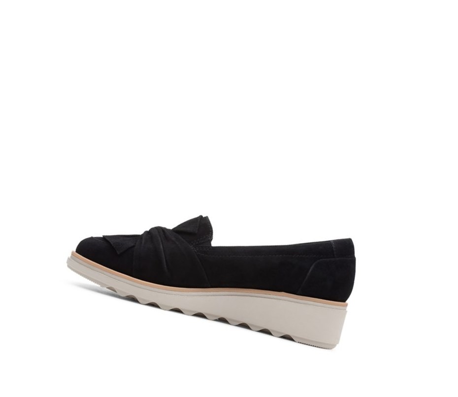 Loafers Clarks Sharon Dasher Gamuza Mujer Negras | PJWU-29734