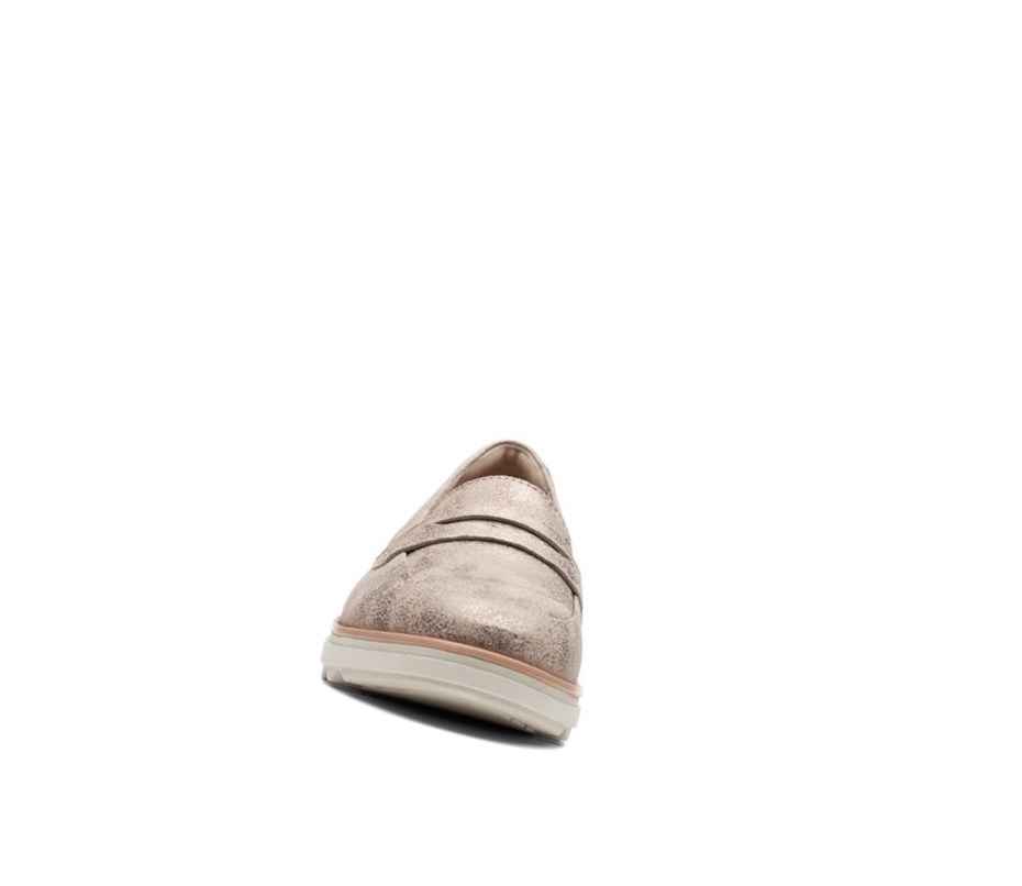 Loafers Clarks Sharon Ranch Gamuza Mujer Plateadas Metal | WMZX-78106