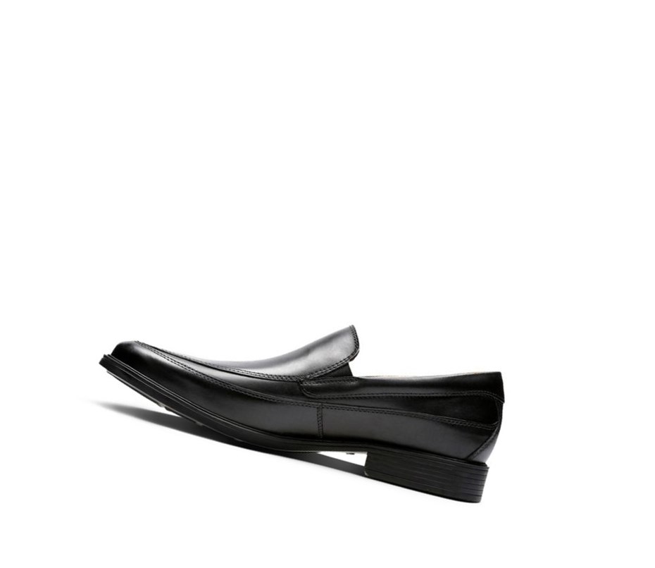 Loafers Clarks Tilden Free Cuero Anchos Fit Hombre Negras | WGQD-62485