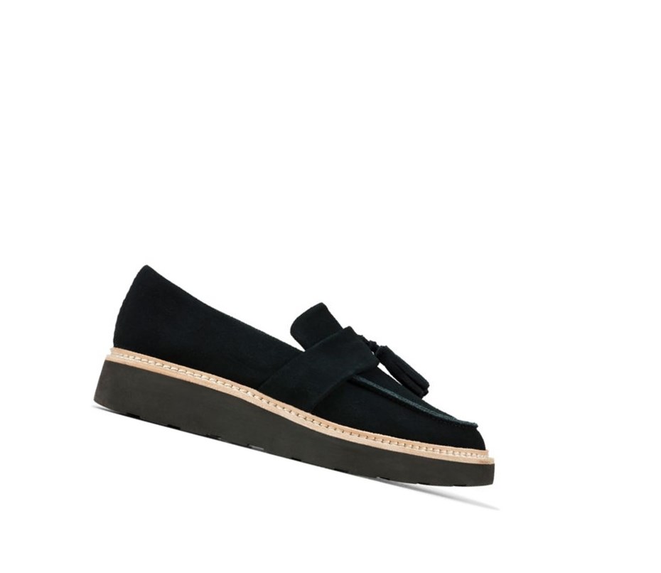 Loafers Clarks Trace Tassel Gamuza Mujer Negras | WJVK-13275