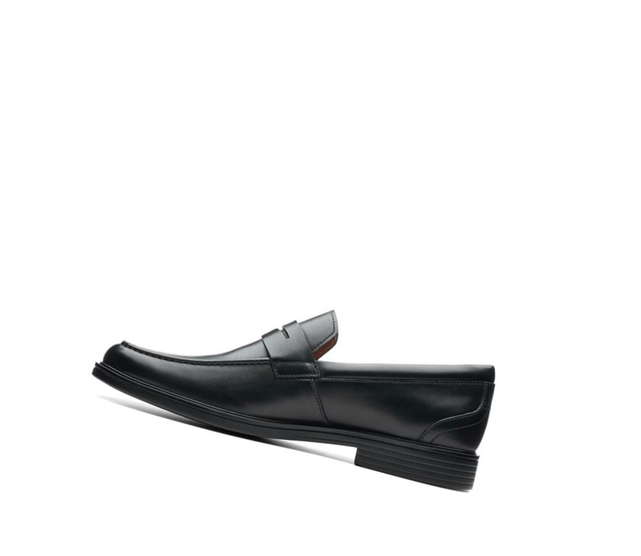 Loafers Clarks Un Aldric Step Cuero Hombre Negras | GSEV-16507