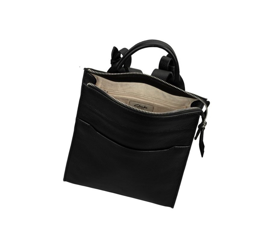 Mochilas Clarks The Hayle Small Cuero Mujer Negras | IQPF-01785