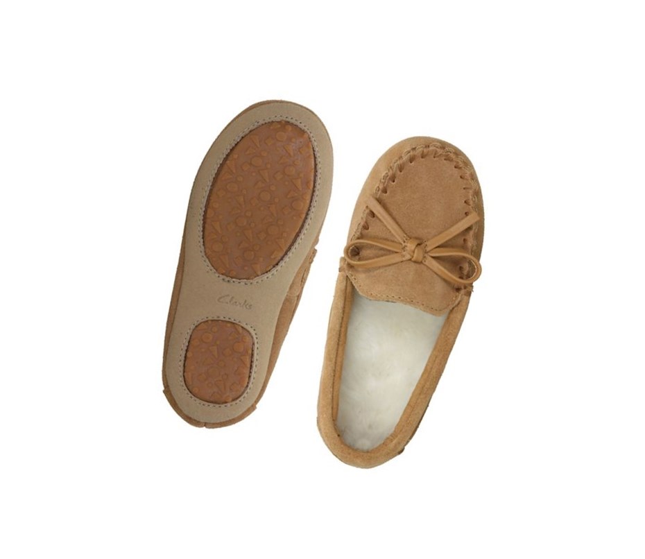 Pantuflas Clarks Crackling Flo Gamuza Niño Marrones | CMLJ-40213