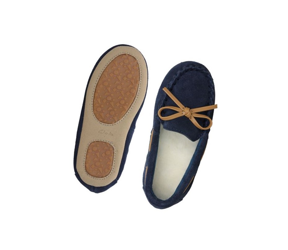 Pantuflas Clarks Crackling Flo Gamuza Niño Azul Marino | DPZU-63910