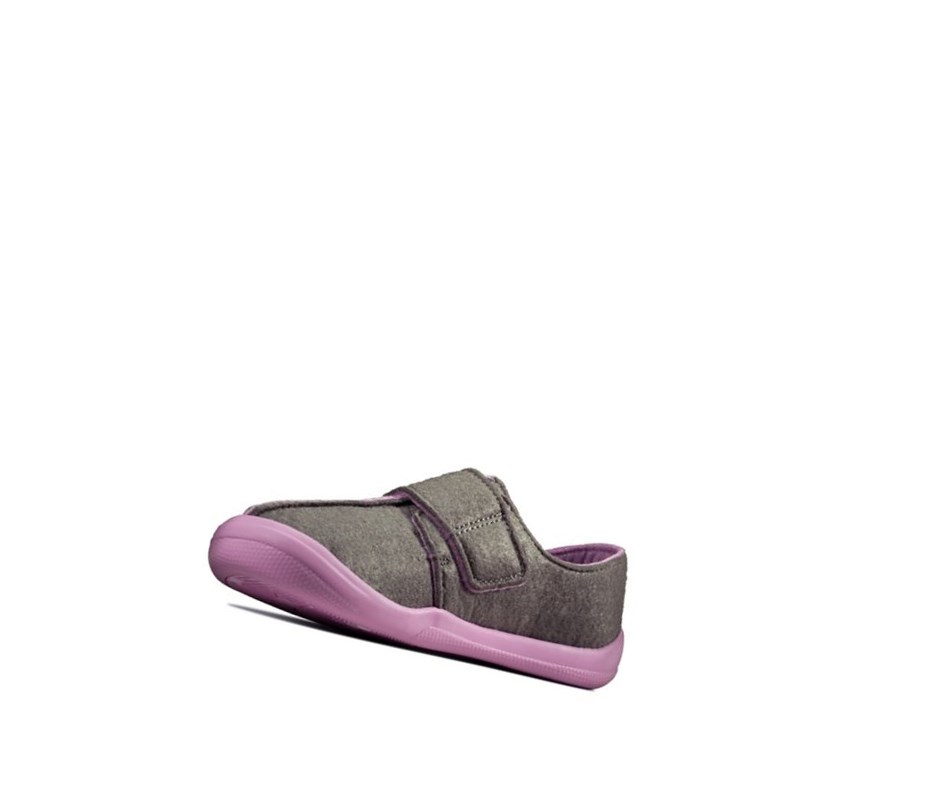 Pantuflas Clarks Yin Spark Felt Niña Gris | XWBF-03128