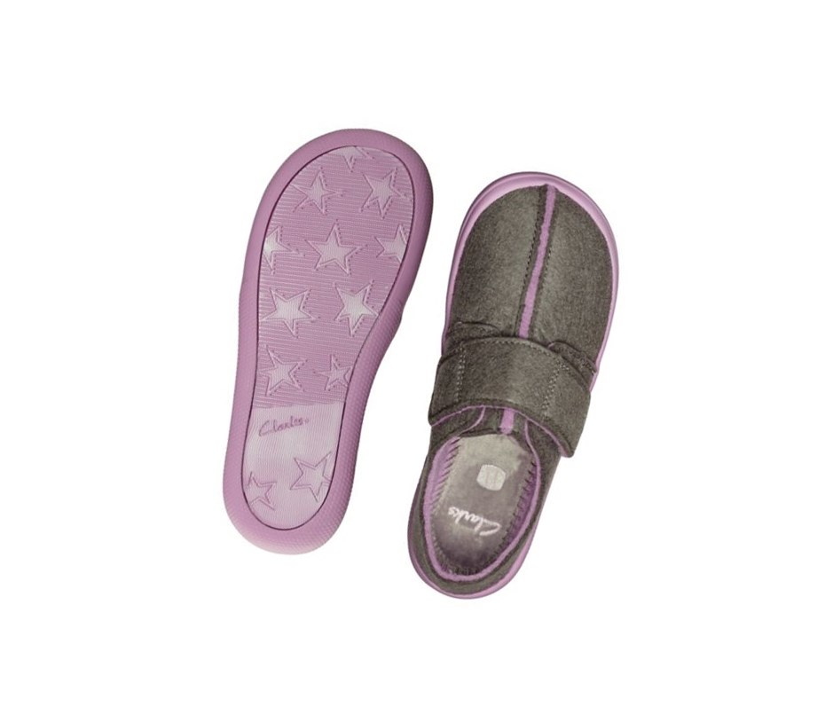 Pantuflas Clarks Yin Spark Felt Niña Gris | XWBF-03128