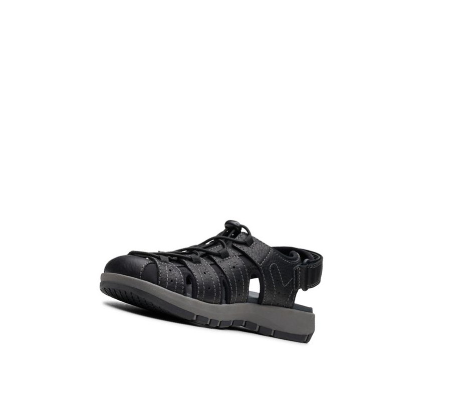 Sandalias Casuales Clarks Brixby Cove Cuero Hombre Negras | QJWU-54983