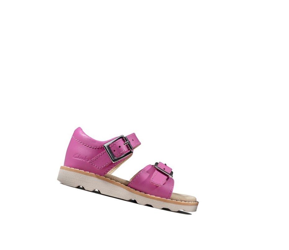 Sandalias Casuales Clarks Crown Bloom Cuero Niña Rosas | DTZO-17256