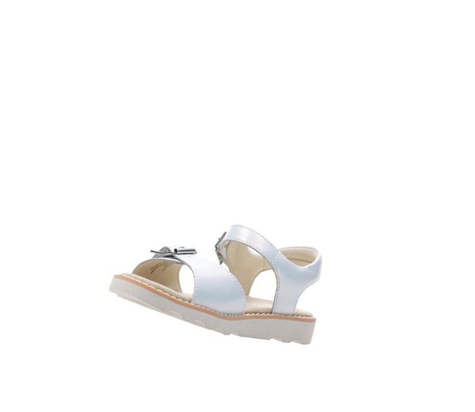 Sandalias Casuales Clarks Crown Bloom Cuero Niña Blancas | MRNF-42519