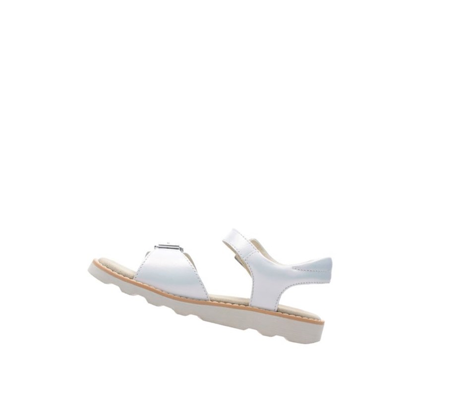 Sandalias Casuales Clarks Crown Bloom Cuero Niña Blancas | MRNF-42519