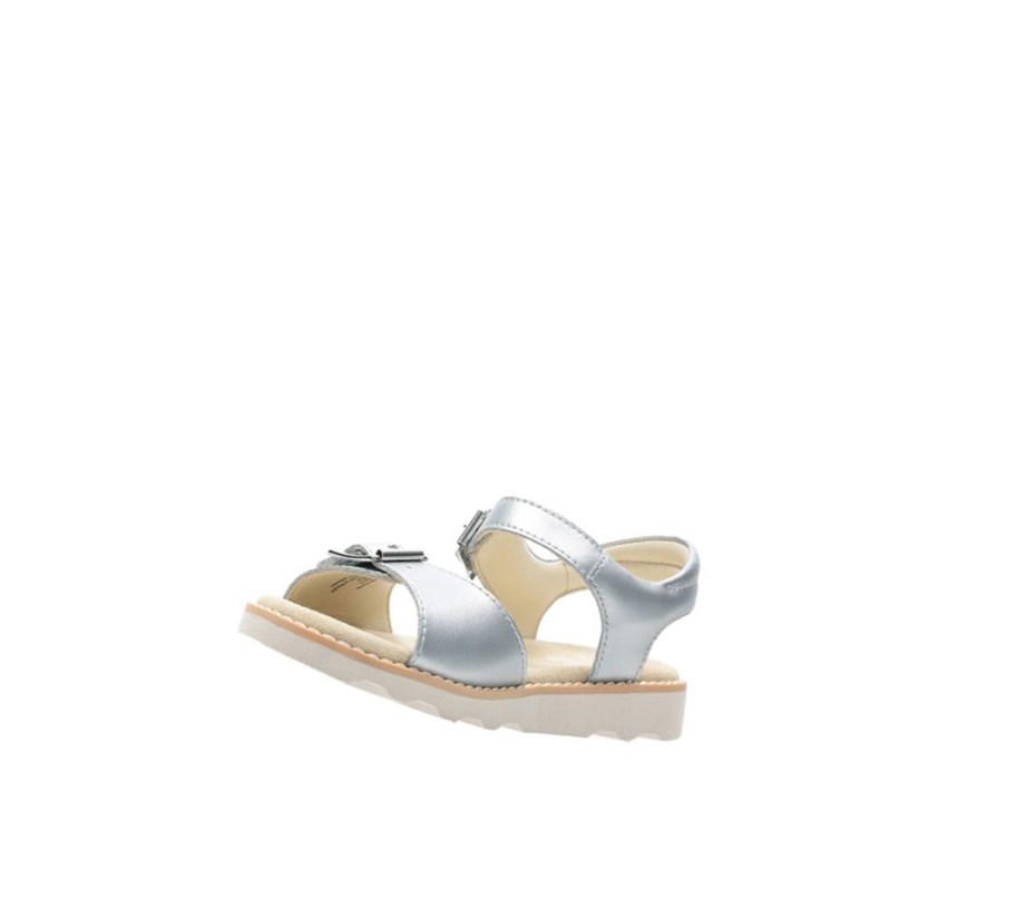 Sandalias Casuales Clarks Crown Bloom Cuero Niña Plateadas | QTZH-53047