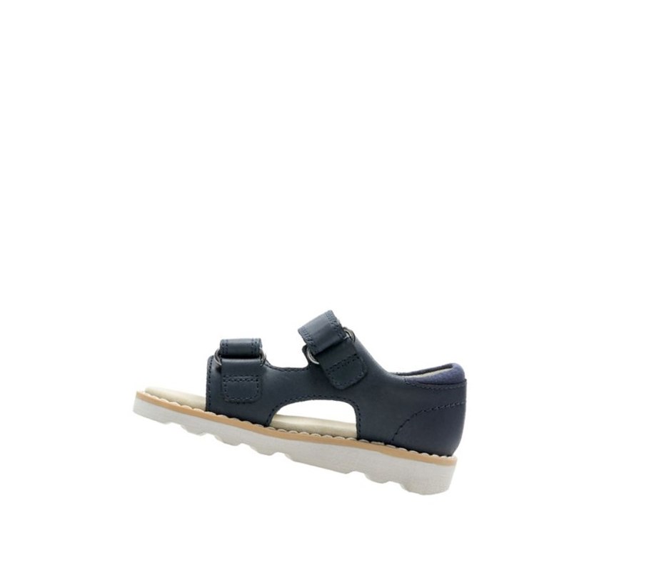 Sandalias Casuales Clarks Crown Root Cuero Niño Azul Marino | LQUM-81402