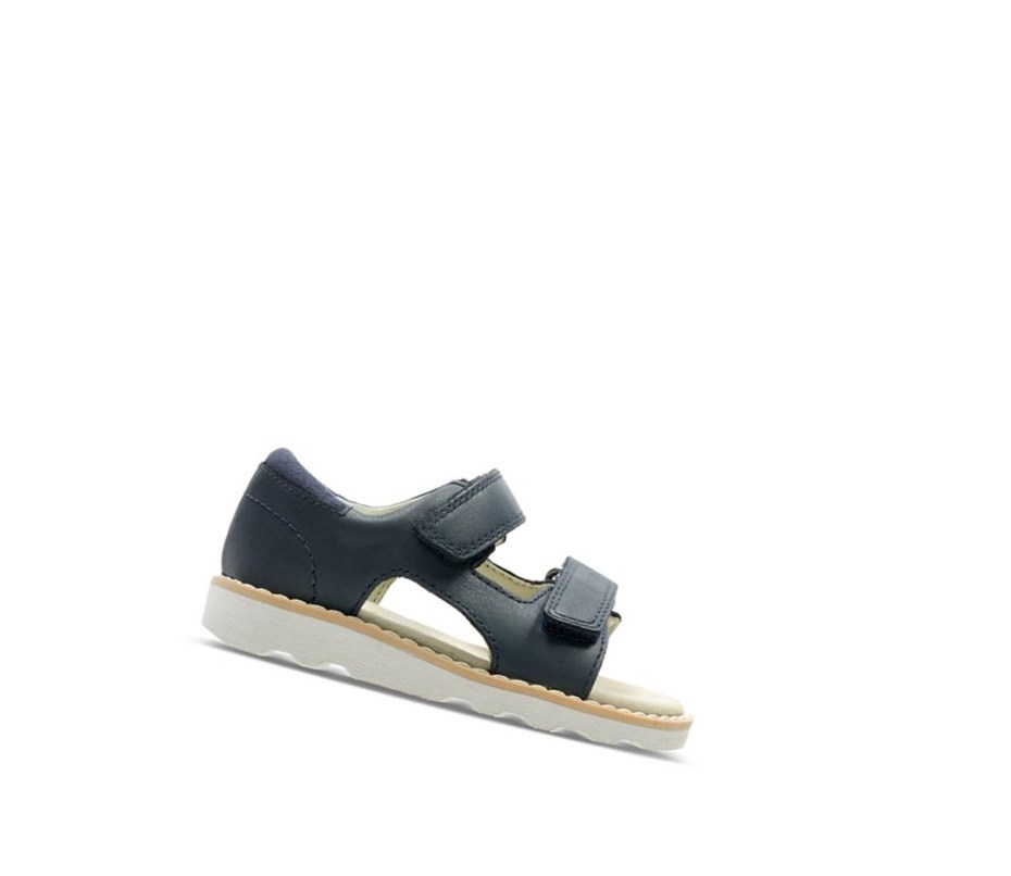 Sandalias Casuales Clarks Crown Root Cuero Niño Azul Marino | LQUM-81402