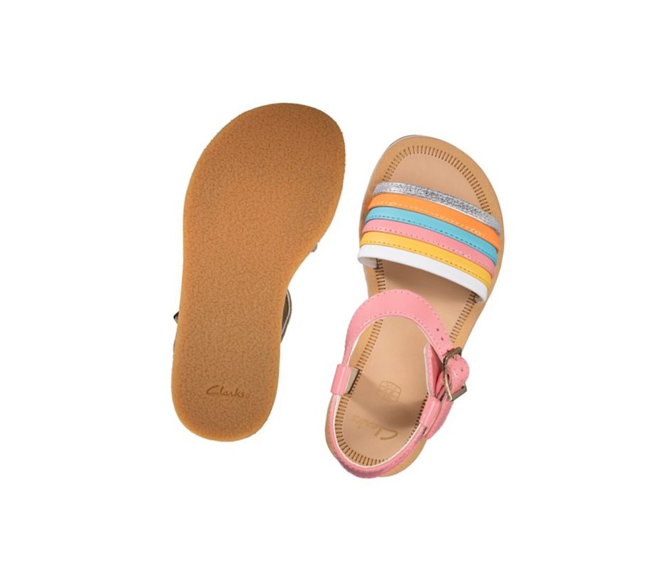 Sandalias Casuales Clarks Finch Stride Cuero Niña Multicolour | WBQP-46179