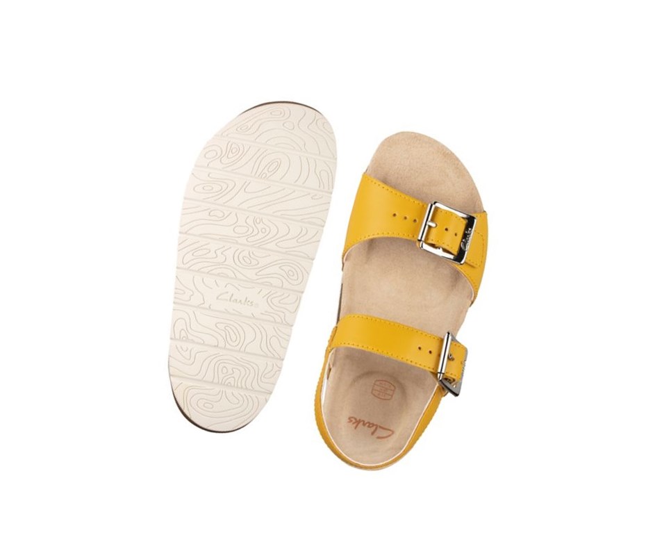 Sandalias Casuales Clarks River Sand Cuero Niña Amarillo | KSZX-36420