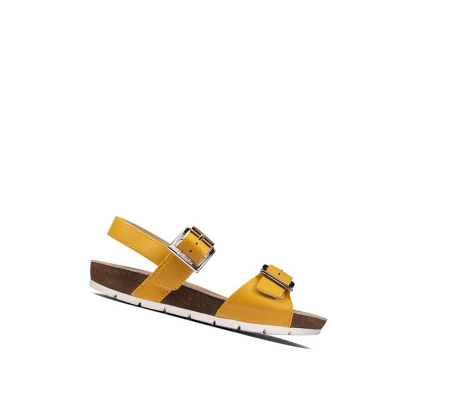 Sandalias Casuales Clarks River Sand Cuero Niña Amarillo | KSZX-36420