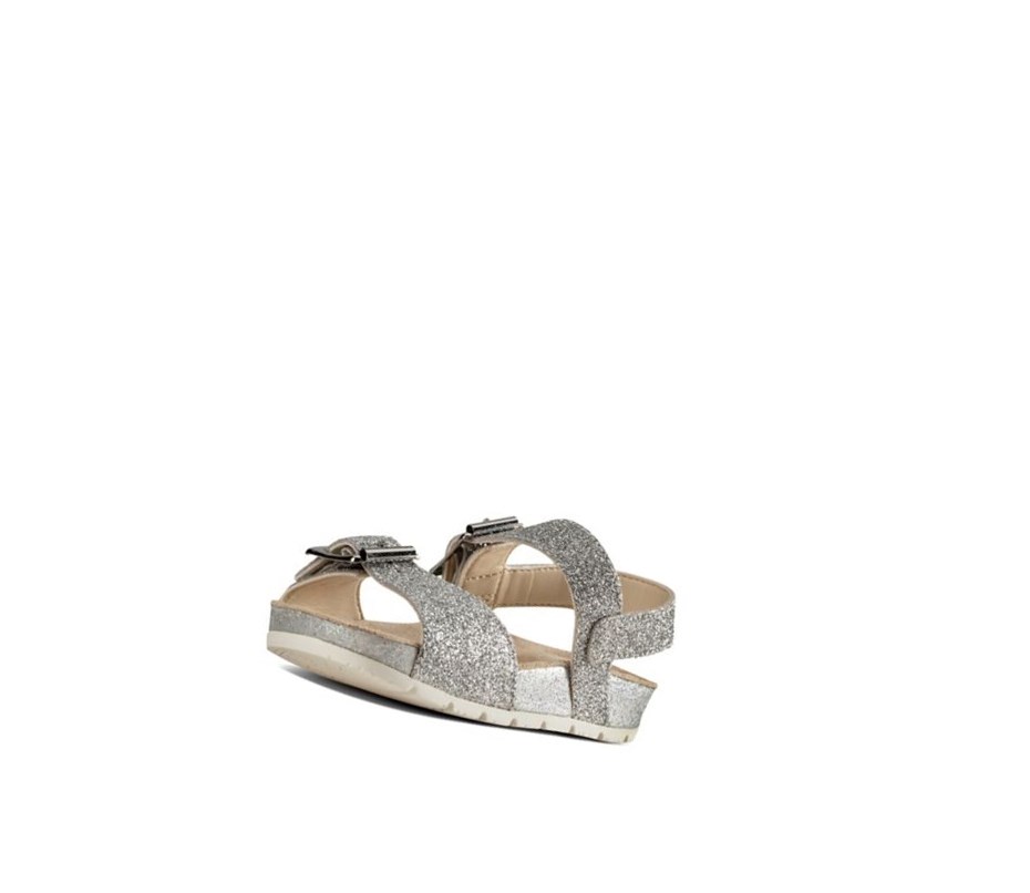 Sandalias Casuales Clarks River Sand Cuero Niña Plateadas Metal | XOCQ-63825