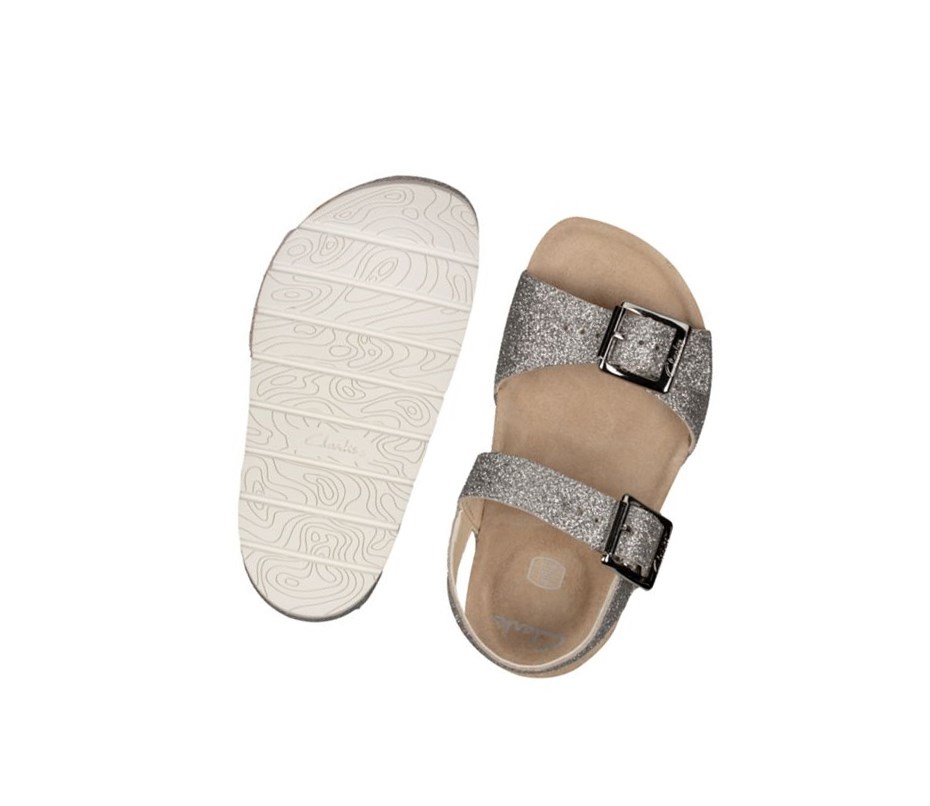 Sandalias Casuales Clarks River Sand Cuero Niña Plateadas Metal | XOCQ-63825