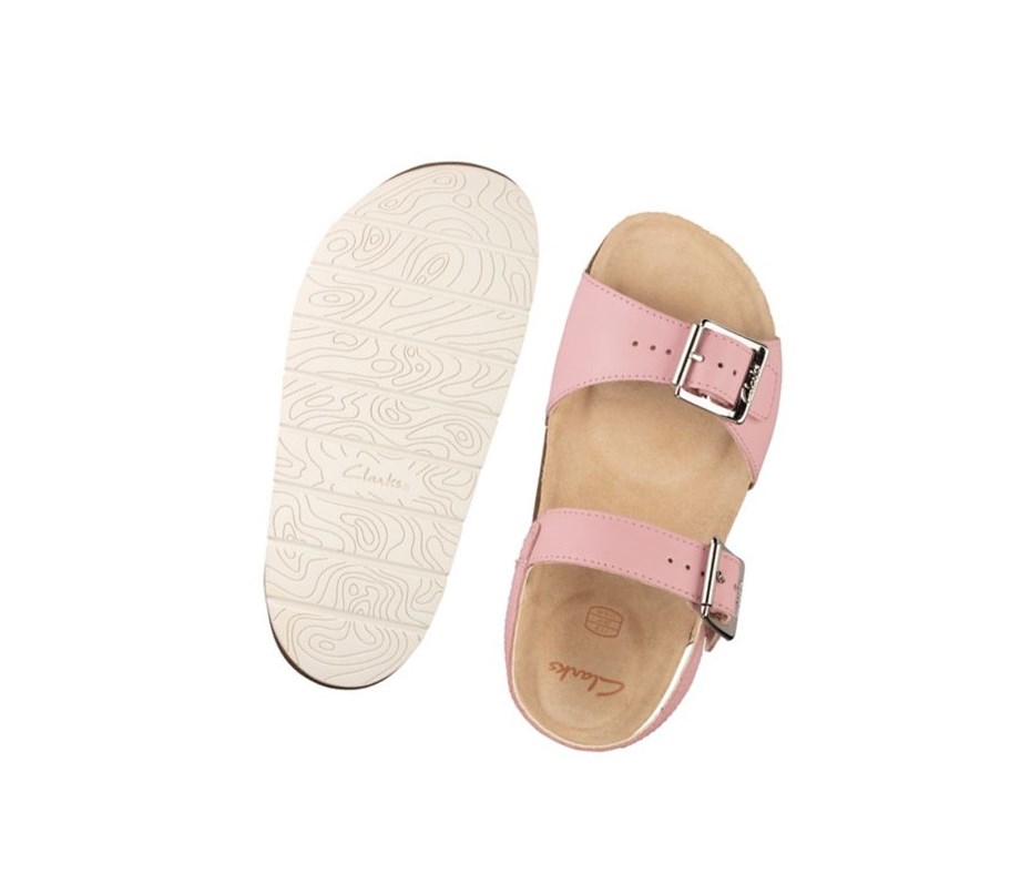 Sandalias Casuales Clarks River Sand Cuero Niña Rosas Claro | ZSNW-32478