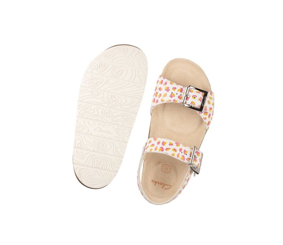 Sandalias Casuales Clarks River Sand Gamuza Niña Blancas | UKWV-60489