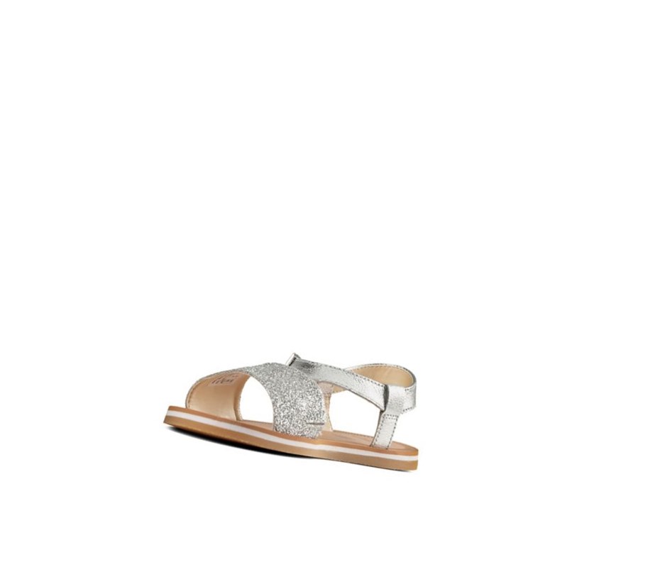 Sandalias Casuales Clarks Skylark Hope Cuero Niña Plateadas | IODT-24735