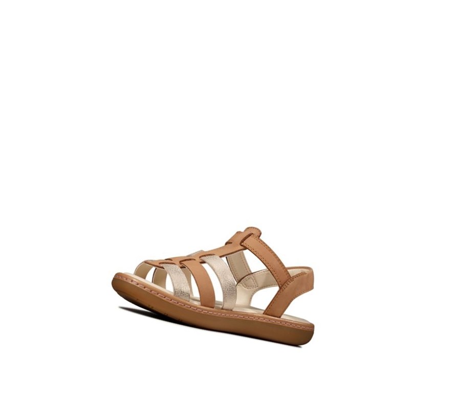 Sandalias Casuales Clarks Skylark Sand Cuero Niña Marrones | RHAE-38475