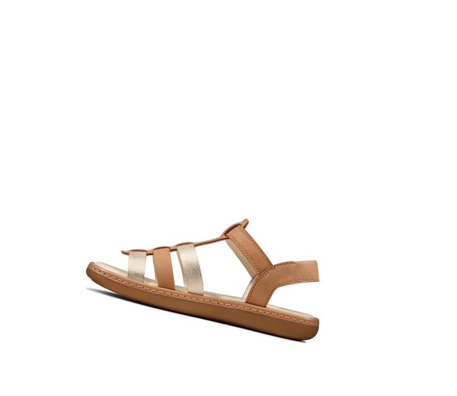 Sandalias Casuales Clarks Skylark Sand Cuero Niña Marrones | RHAE-38475