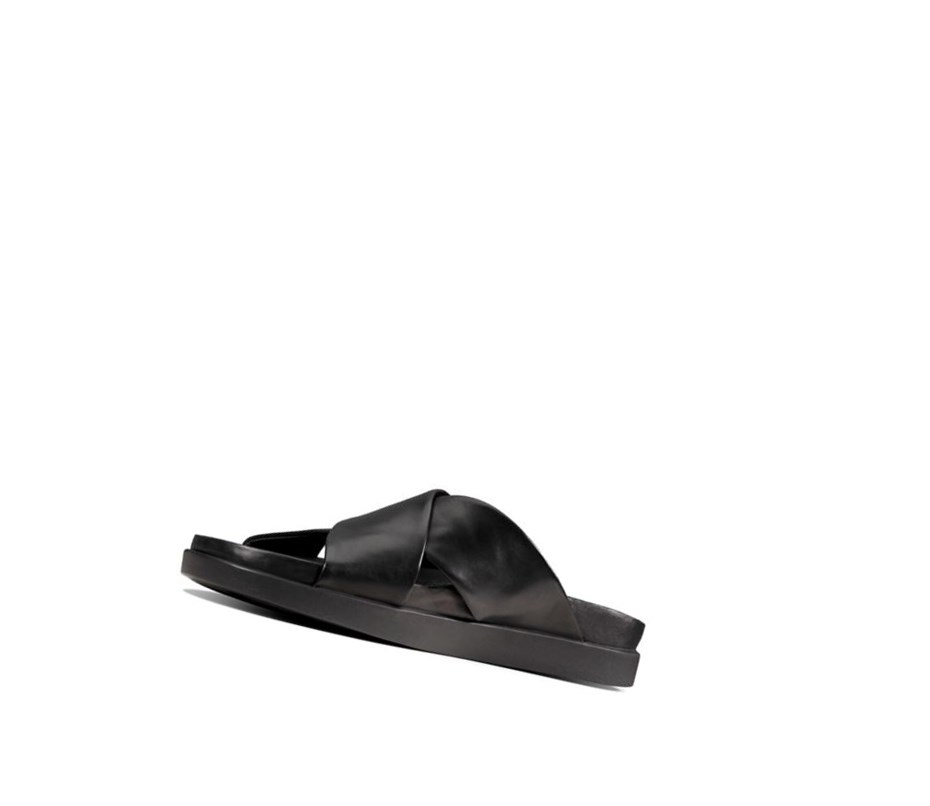 Sandalias Casuales Clarks Sunder Cross Cuero Hombre Negras | FTJI-49863