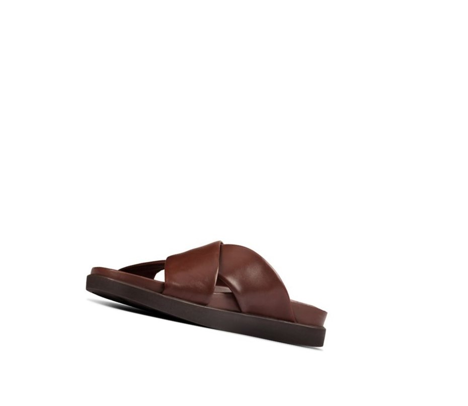 Sandalias Casuales Clarks Sunder Cross Cuero Hombre Marrones | GBXS-64308