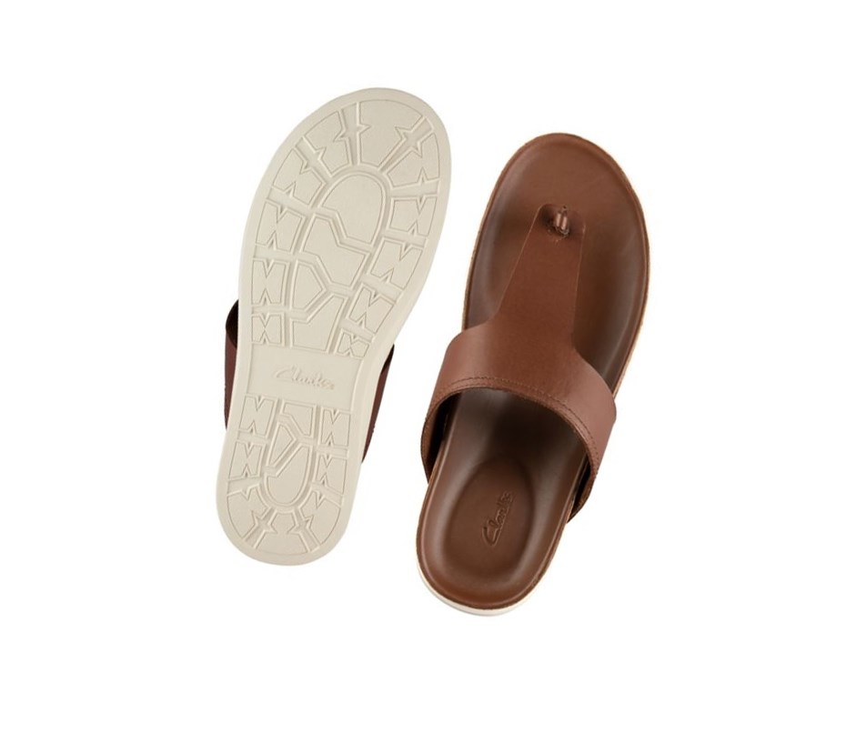 Sandalias Casuales Clarks Sunder Post Cuero Hombre Marrones | TKIL-26958