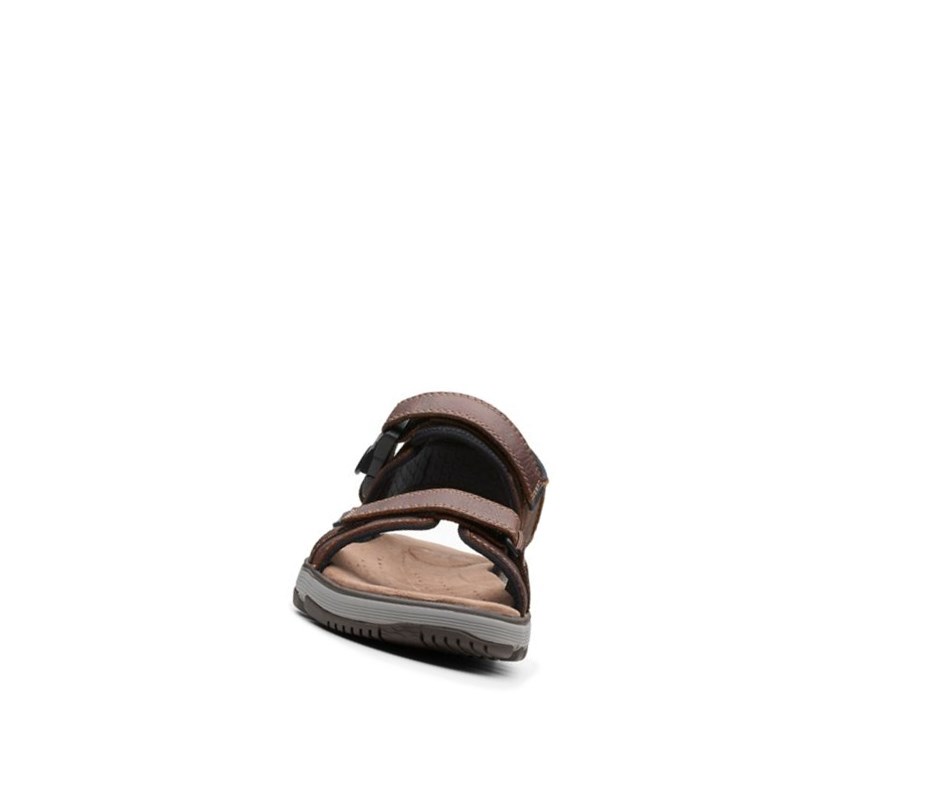 Sandalias Casuales Clarks Un Trek Part Cuero Hombre Marrones Oscuro | NOSZ-17390