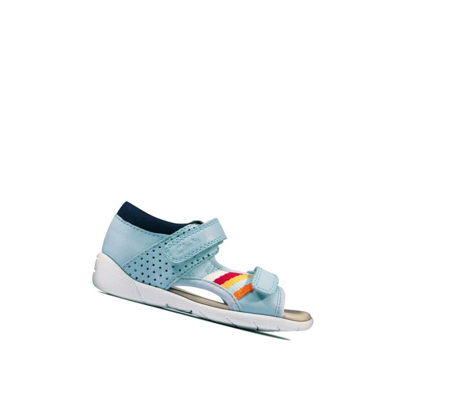 Sandalias Casuales Clarks Zora Beau Cuero Niña Azules Claro | HPJE-54913