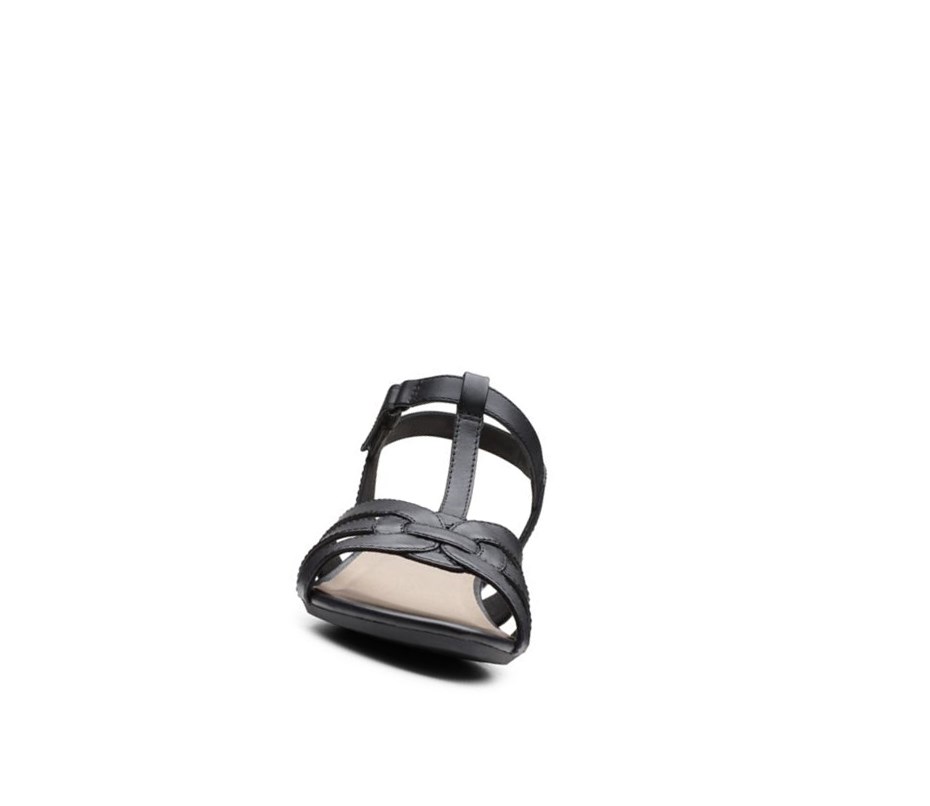 Sandalias Cuña Clarks Abigail Cuero Mujer Negras | CNEF-56704