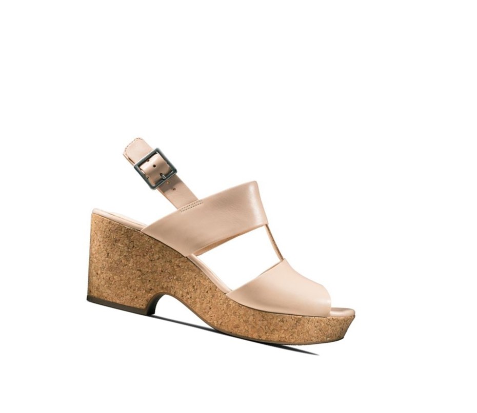 Sandalias Cuña Clarks Maritsa Glad Cuero Mujer Arena | MSKV-72801