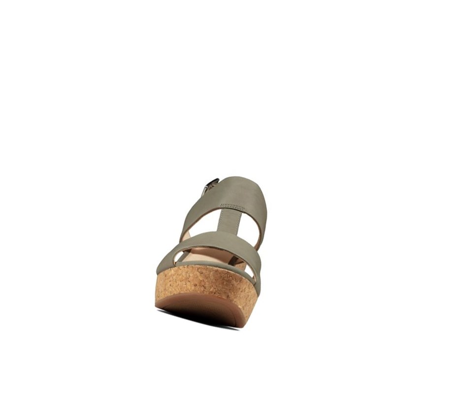 Sandalias Cuña Clarks Maritsa Glad Gamuza Mujer Verde Oliva | FZSO-69807