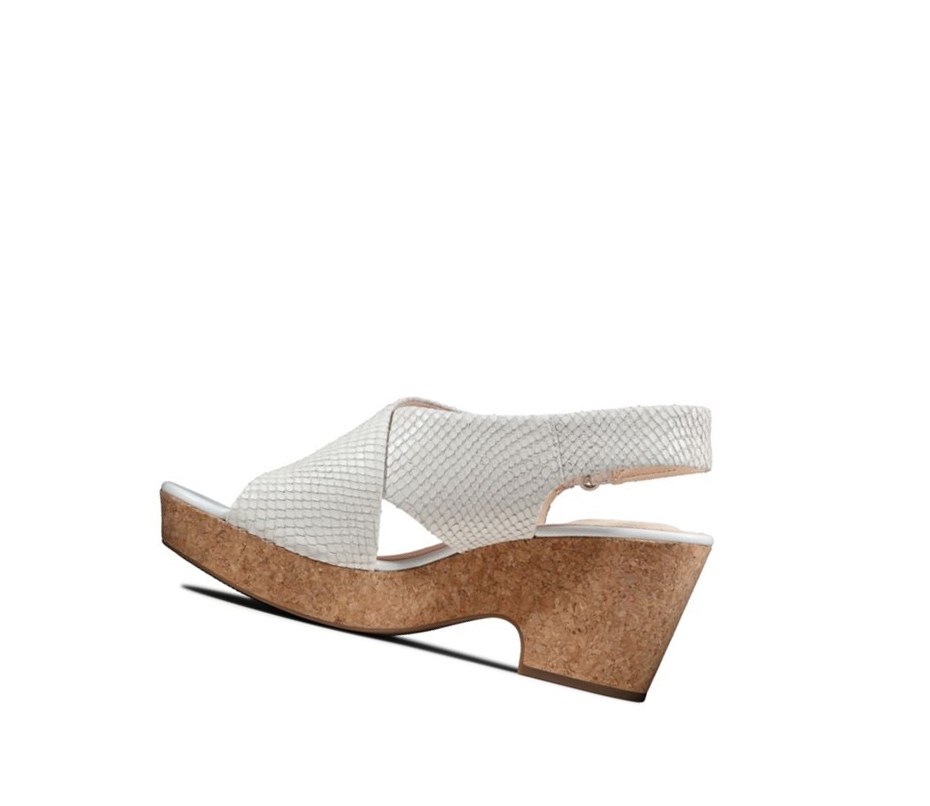 Sandalias Cuña Clarks Maritsa Lara Cuero Mujer Blancas Serpent | ZWRA-25716