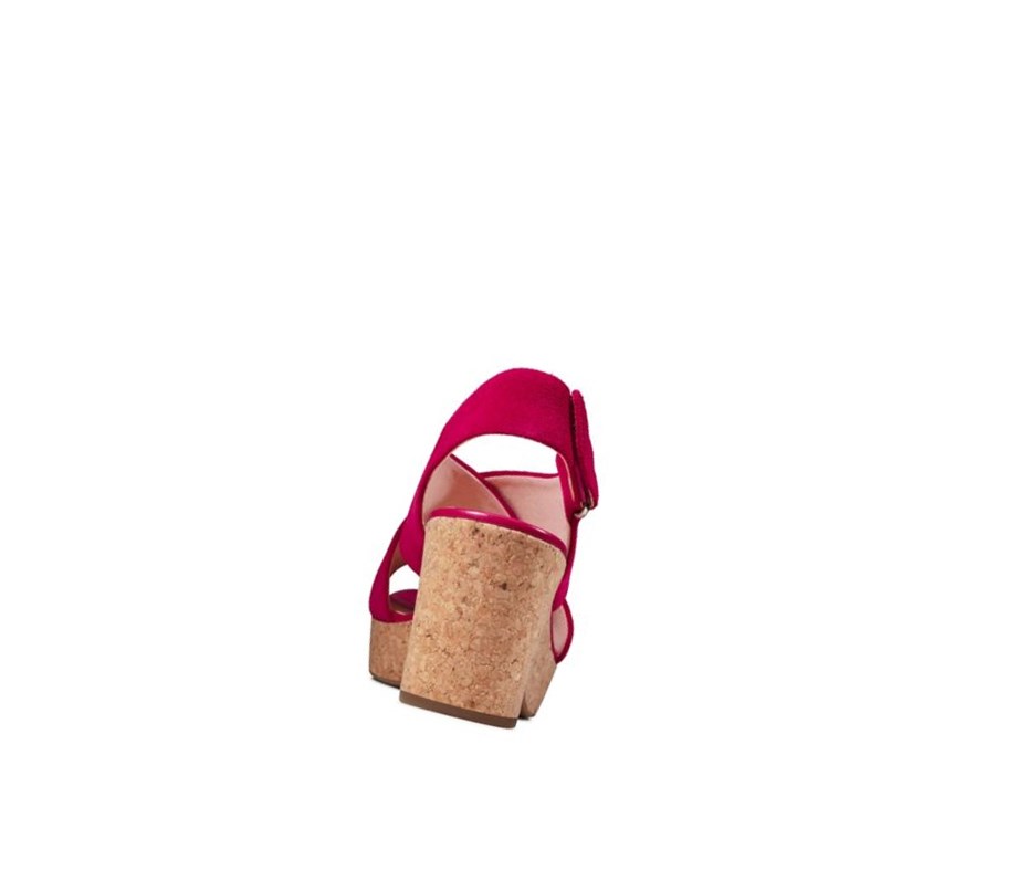 Sandalias Cuña Clarks Maritsa Lara Gamuza Mujer Fucsia | AGDE-91382