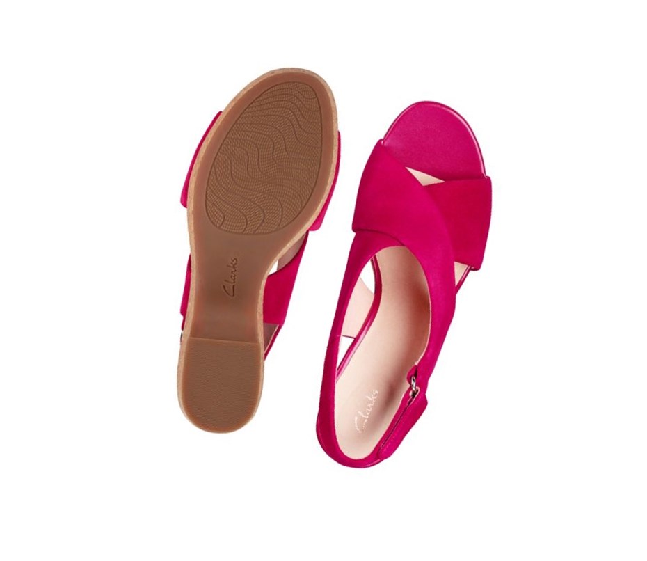 Sandalias Cuña Clarks Maritsa Lara Gamuza Mujer Fucsia | AGDE-91382