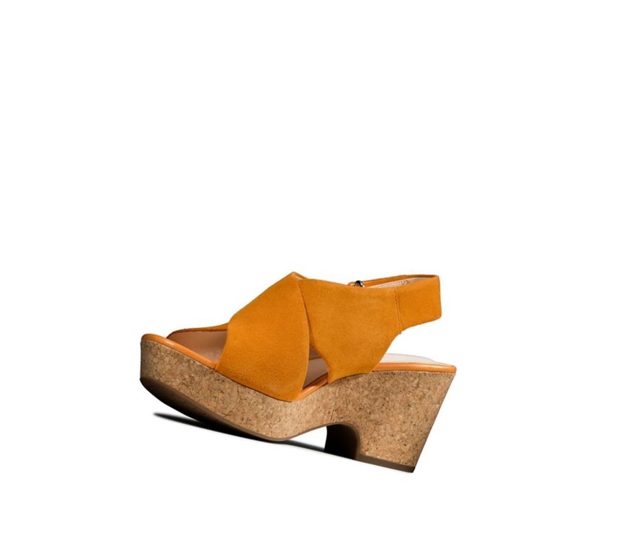 Sandalias Cuña Clarks Maritsa Lara Gamuza Mujer Naranjas | ISWR-78362