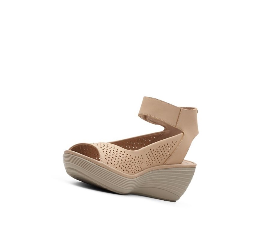 Sandalias Cuña Clarks Reedly Jump Textil Mujer Beige | HIAJ-42706