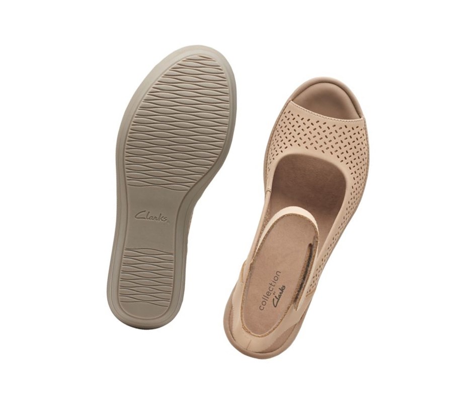 Sandalias Cuña Clarks Reedly Jump Textil Mujer Beige | HIAJ-42706