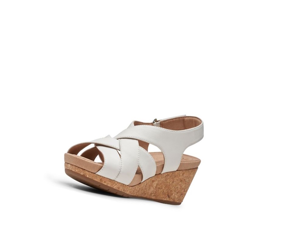 Sandalias Cuña Clarks Un Capri Step Cuero Mujer Blancas | VTPX-90546