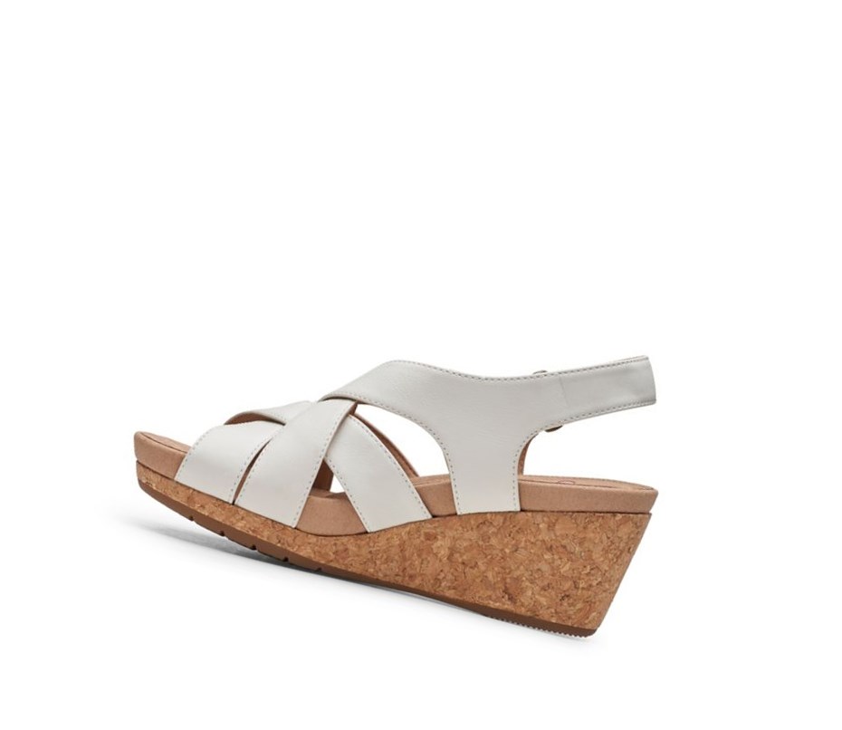 Sandalias Cuña Clarks Un Capri Step Cuero Mujer Blancas | VTPX-90546