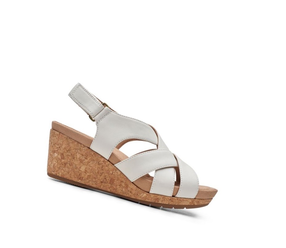 Sandalias Cuña Clarks Un Capri Step Cuero Mujer Blancas | VTPX-90546