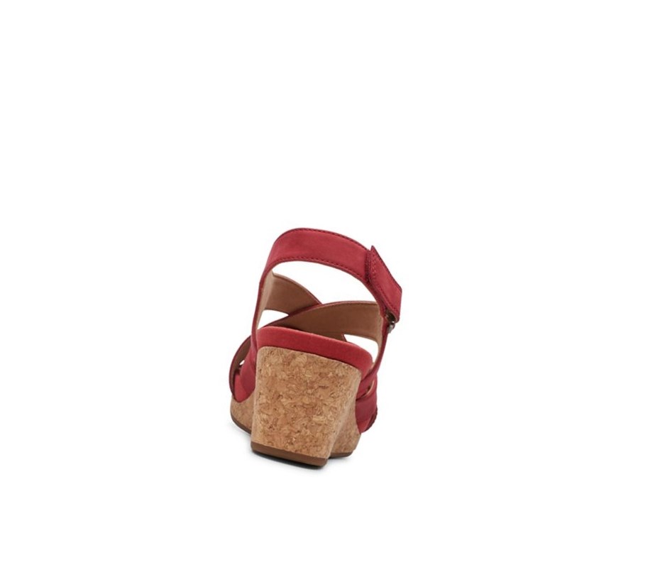 Sandalias Cuña Clarks Un Capri Step Nubuck Gamuza Mujer Rojas | LXOW-83946